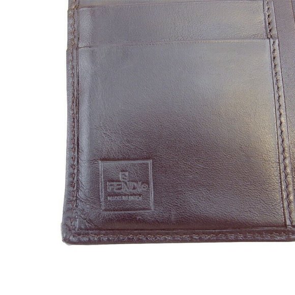 FENDI Gamaguchi Wallet Zucca Beige Canvas ~ Leather Authentic Used - Picture 2 of 10